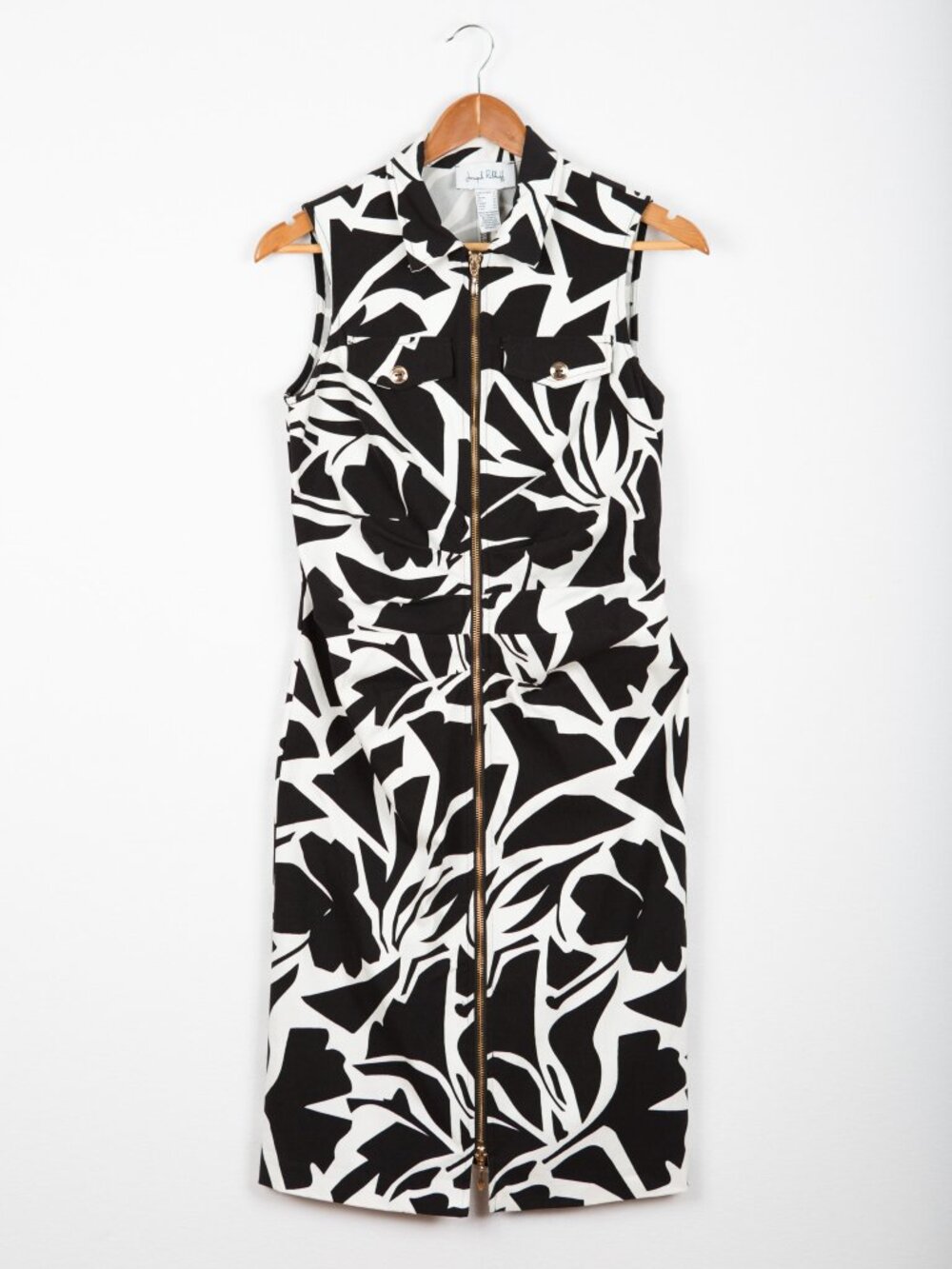 Joseph Ribkoff Black White Abstract Zip Chic Sheath Dress - 232224 - Size 8